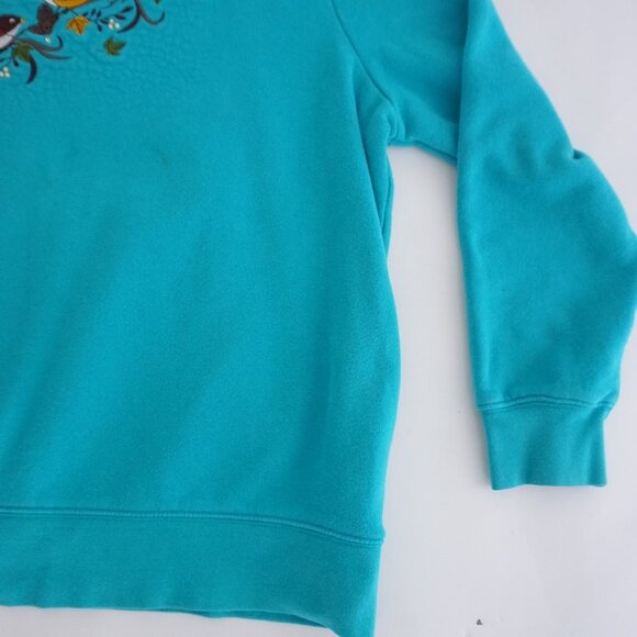 Basic Editions Teal Embroidered Birds Crewneck Sweater L - Picture 6 of 11